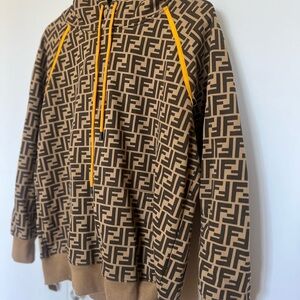 Fendi Brown and Black Logo Hoodie